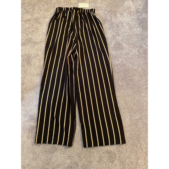 NWT No Comment NY.LA Black & Yellow Striped Wide-Leg Pants Small - Picture 2 of 9